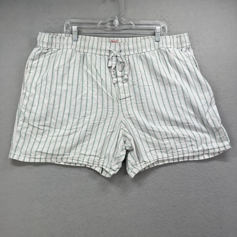 J. Crew Shorts Mens XXL White Green Striped Broken-In Oxford Cotton Lounge Prep